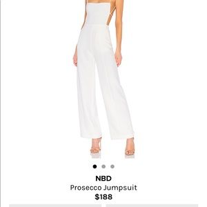 NBD White Prosecco Wide-Leg Jumpsuit
